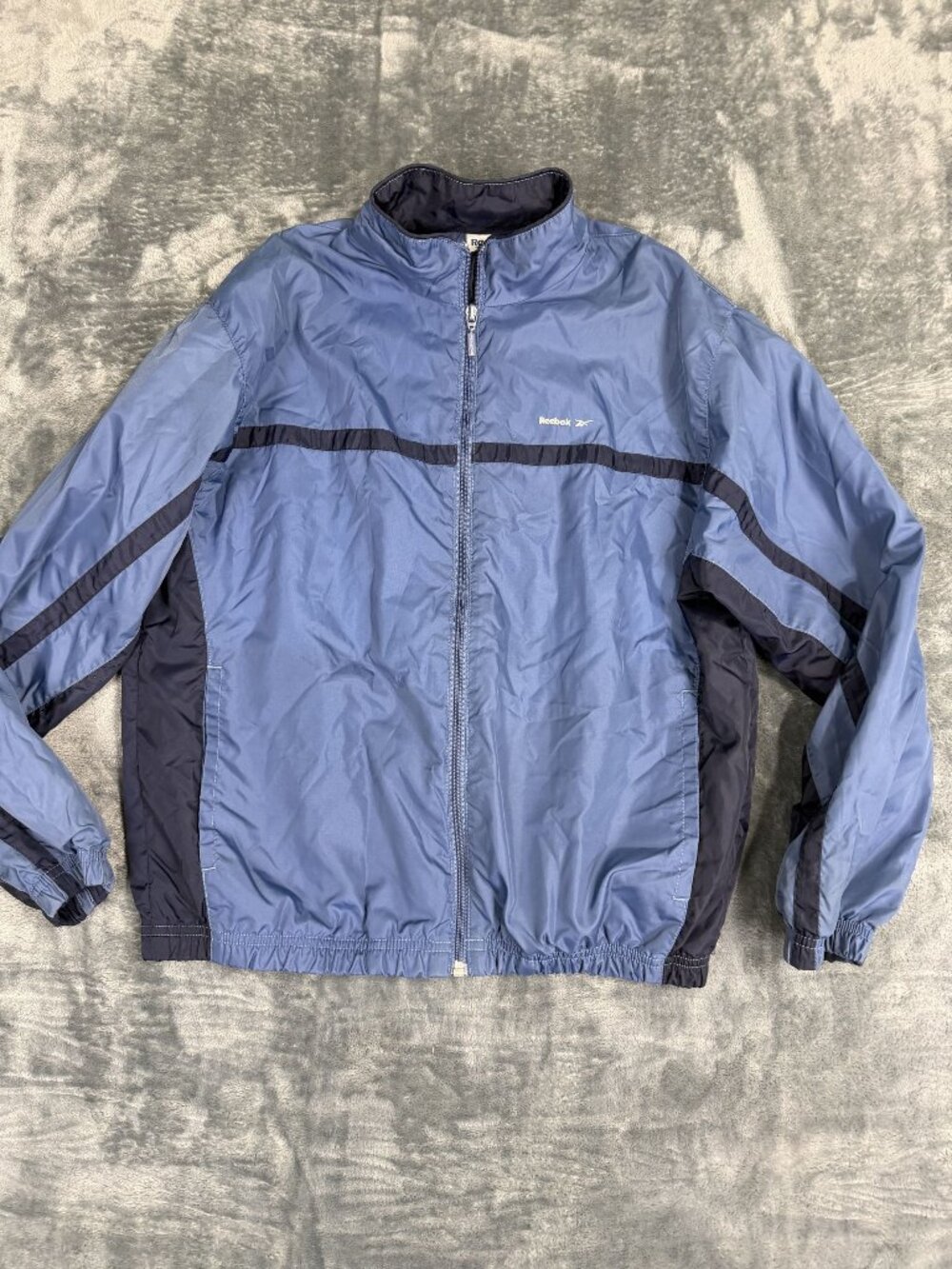 Reebok Mens Blue & Navy Full-Zip Lightweight Track Jacket Size S